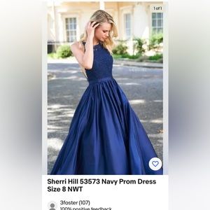 Brand new, no alterations. Beautiful Sherri Hill navy dress  size 8.